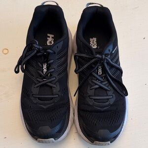 Hoka Black and White Clifton 6 Running Shoes Women’s